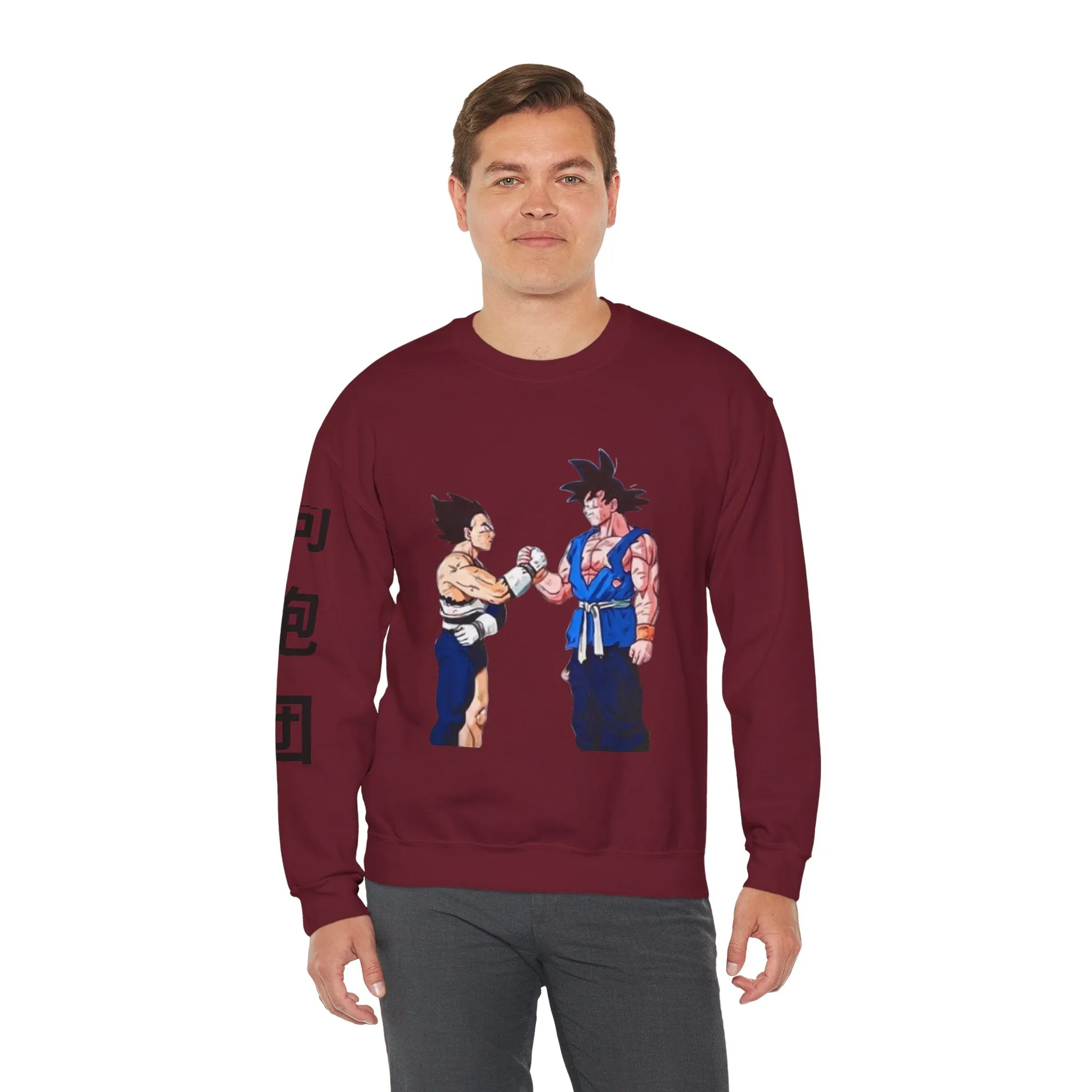 Goku and Vegeta Unisex Crewneck Sweatshirt - Japanese Kanji Brother Design