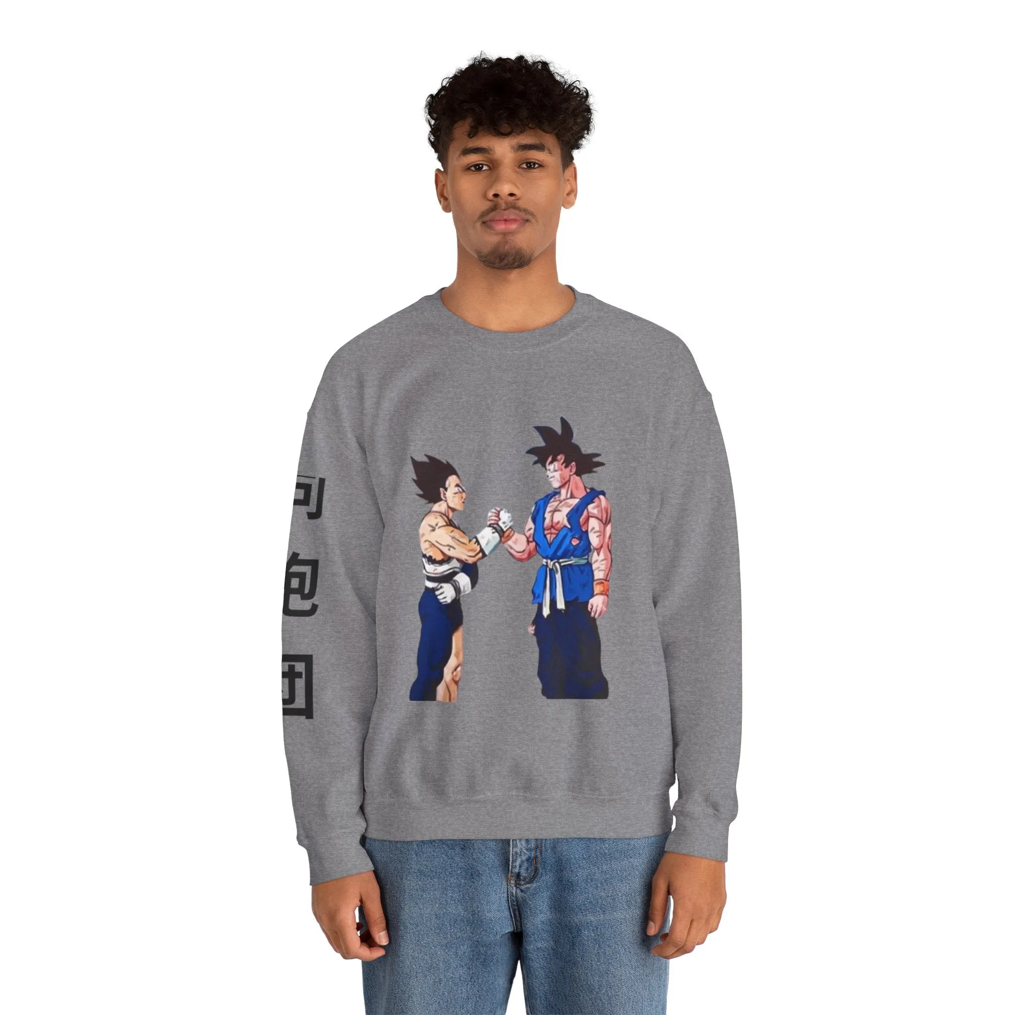 Goku and Vegeta Unisex Crewneck Sweatshirt - Japanese Kanji Brother Design