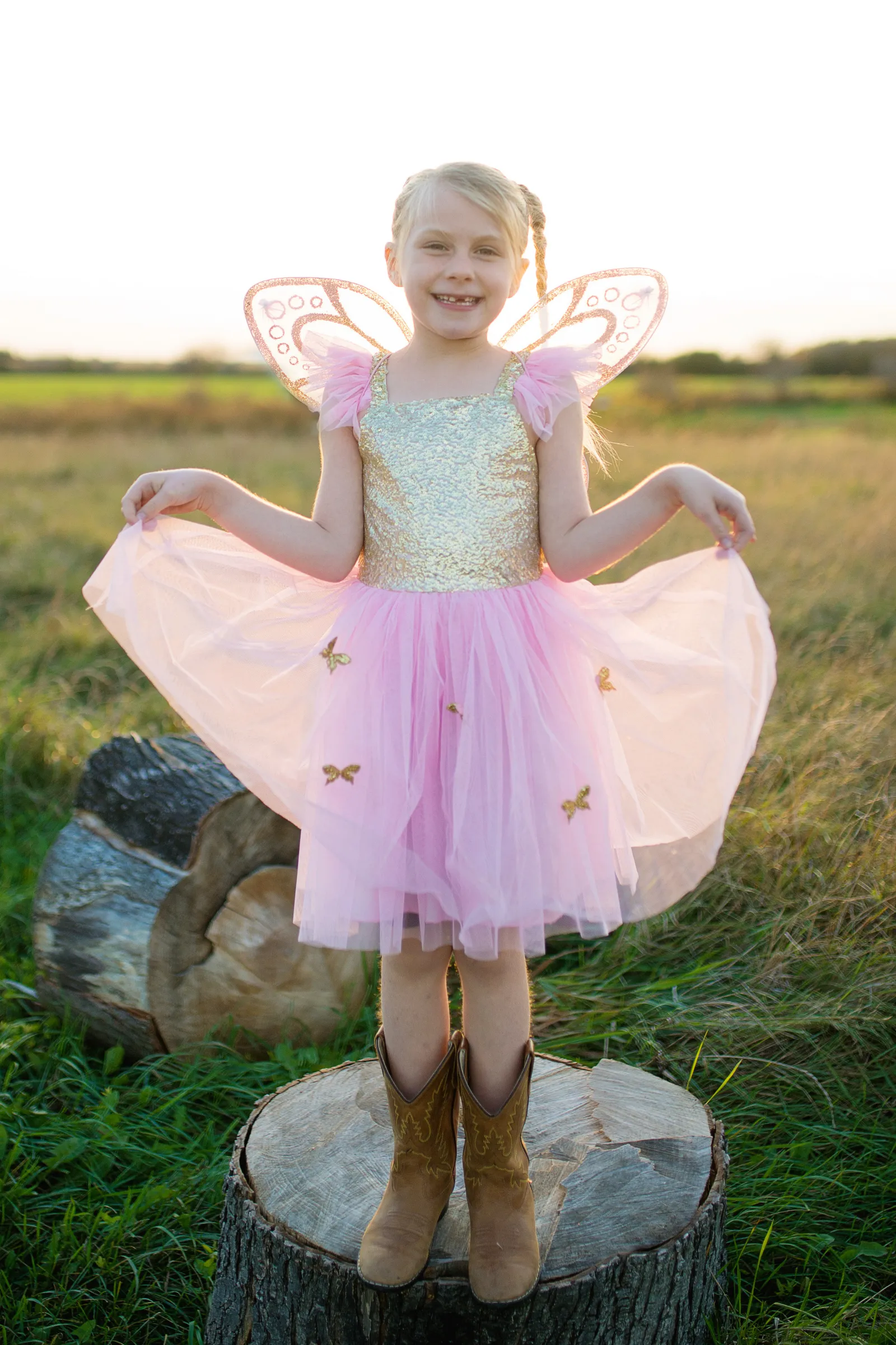 Gold Butterfly Dress with Fairy Wings