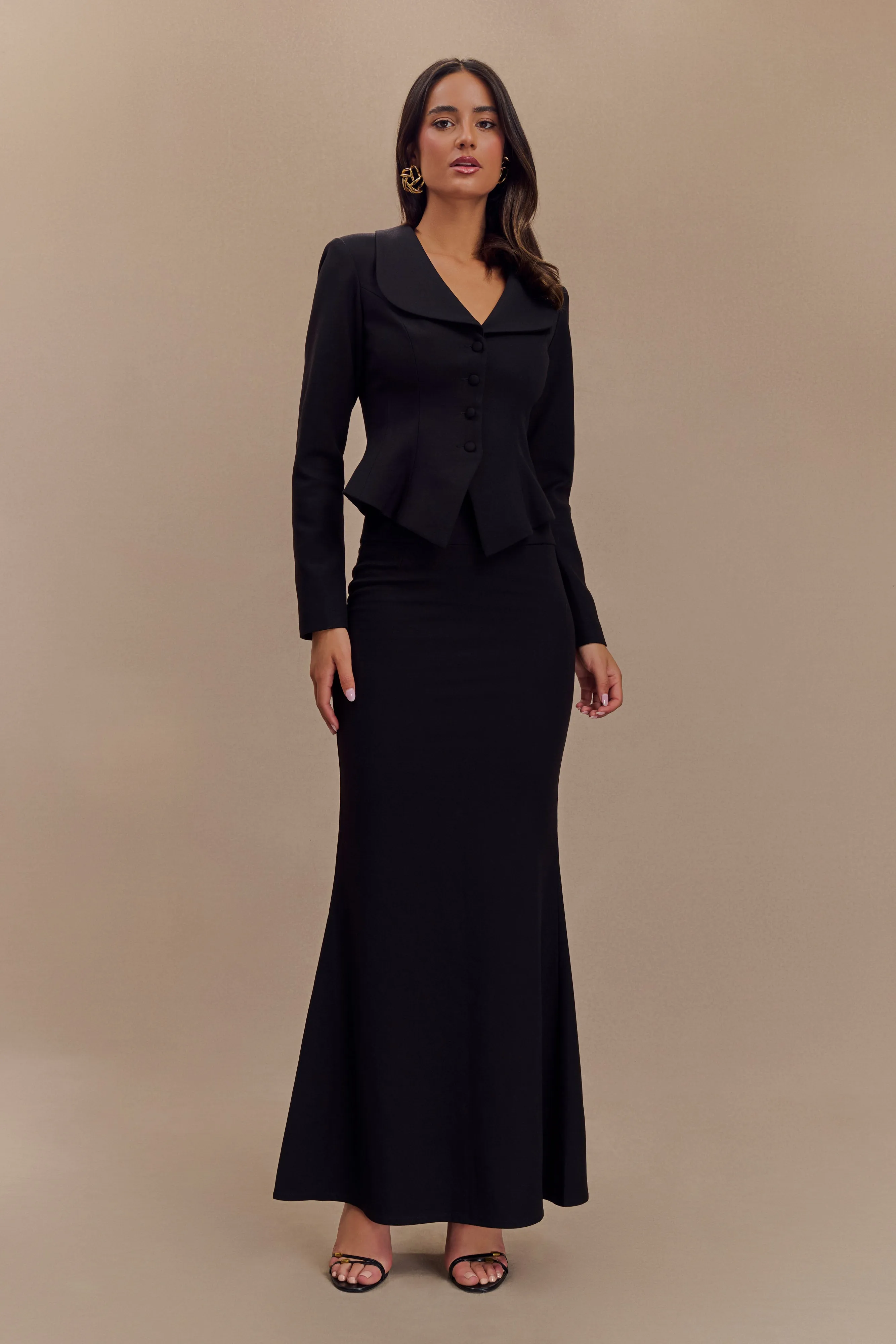 Grace Suiting Maxi Skirt - Black