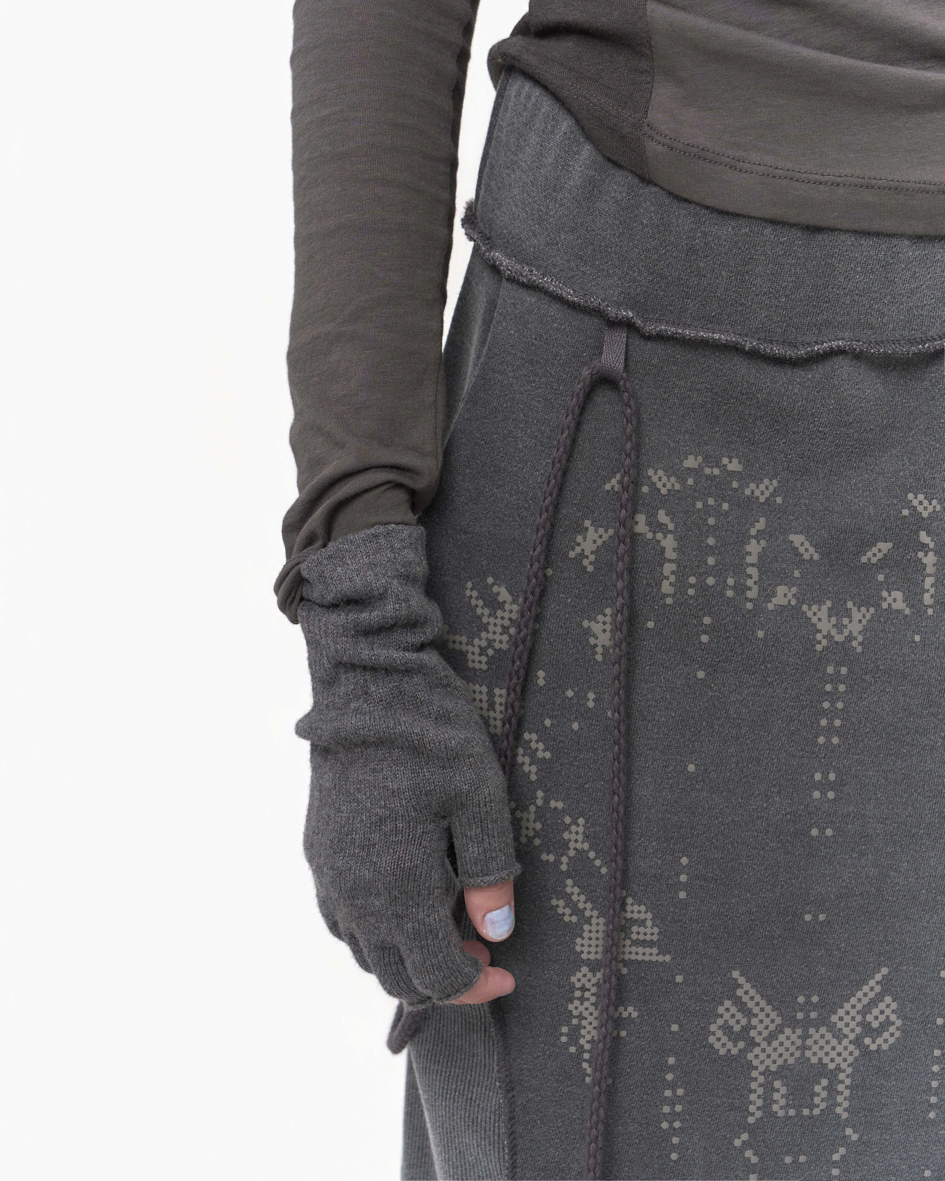 Graphic Mermaid Maxi Skirt Charcoal