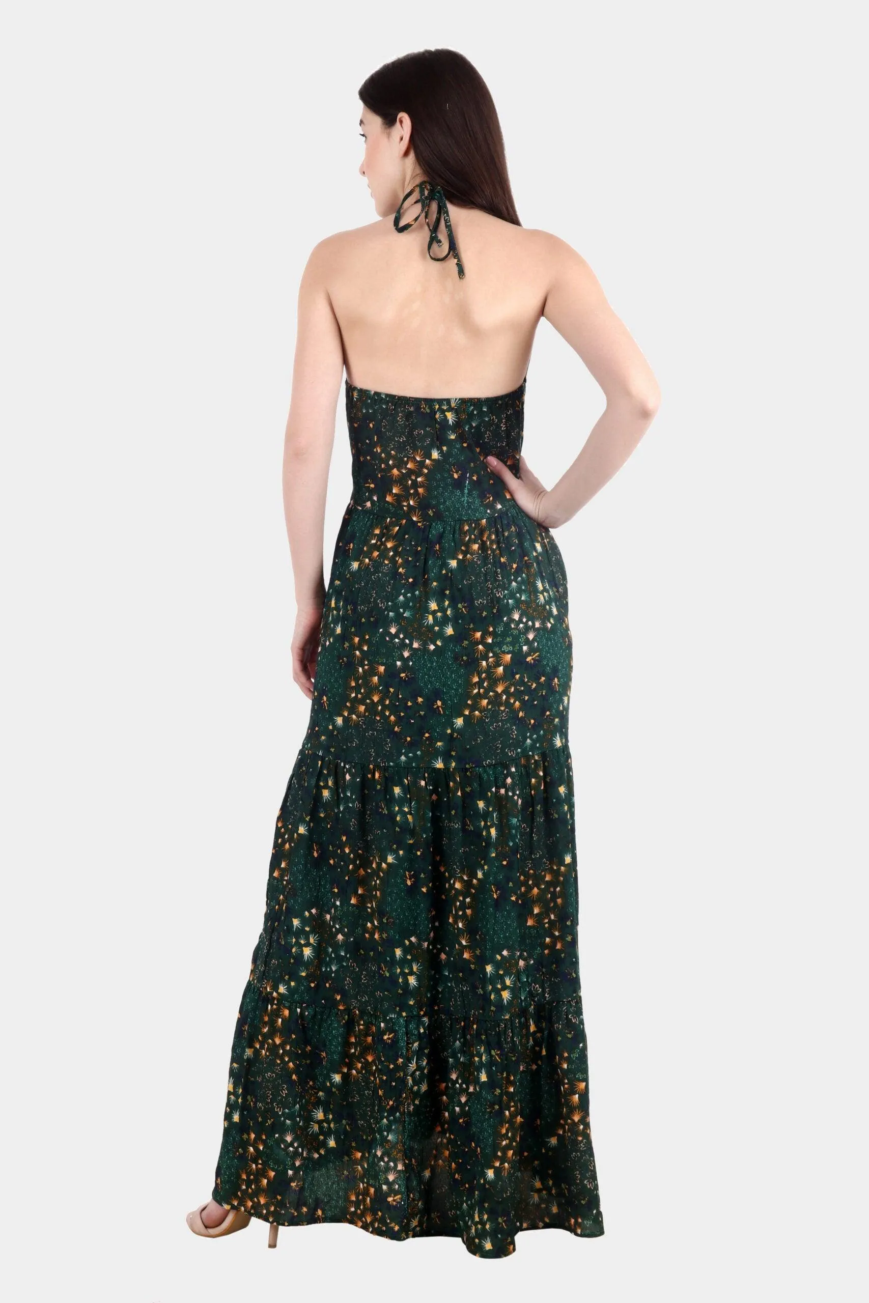 Green Fountain Printed Maxi Dress