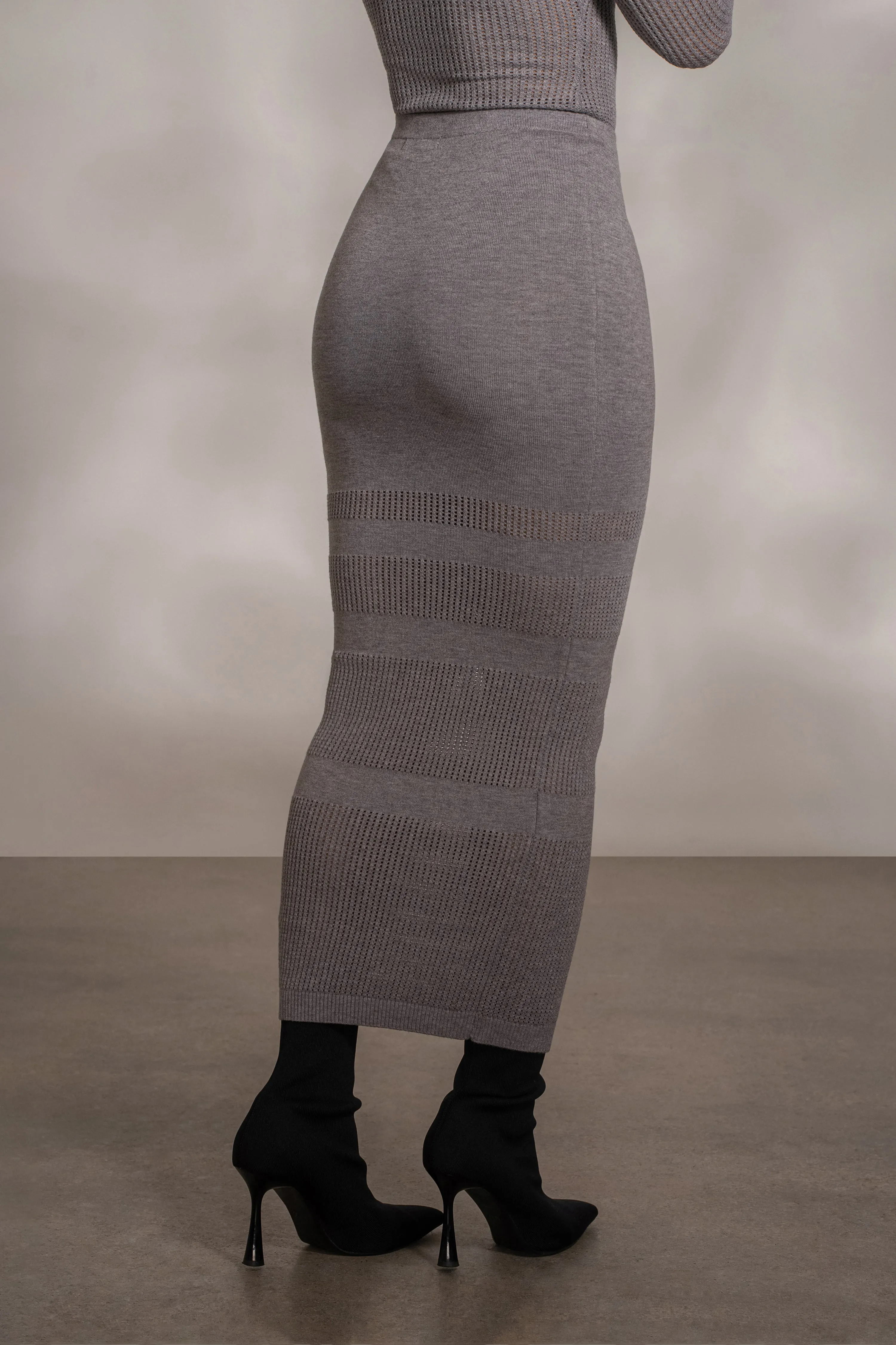 Grey Lina Knit Maxi Skirt