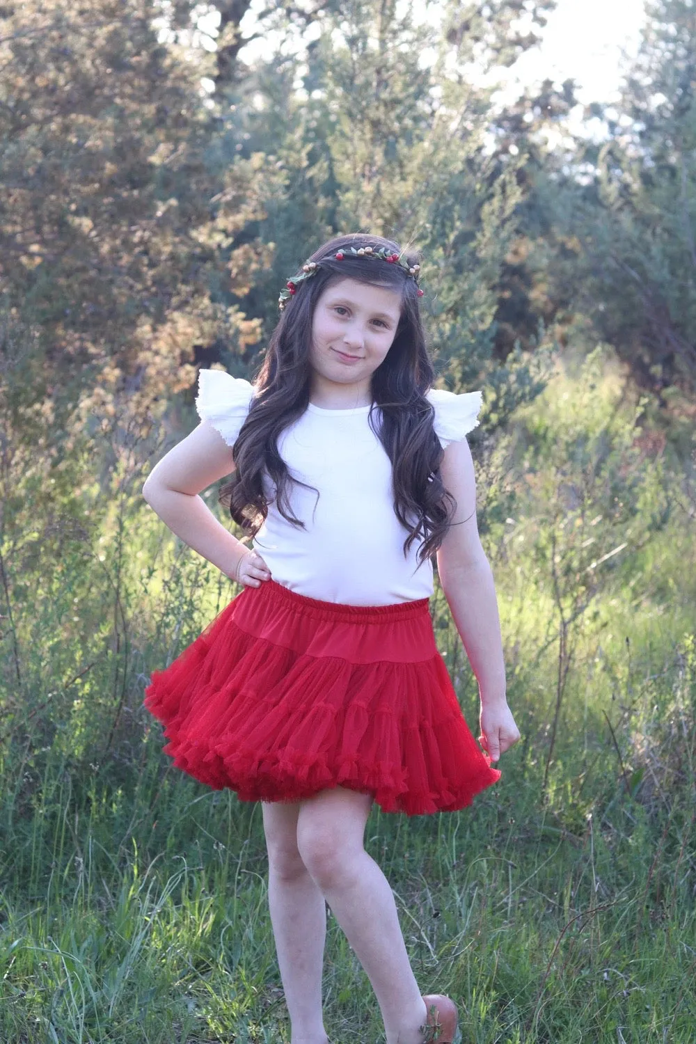 Heavenly Tulle PettiSkirt  - Festive Red