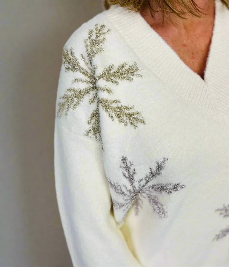 Ivory Sparkle Snowflake Oversized Jumper