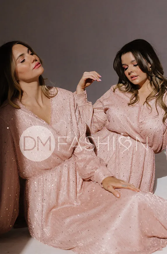 Jasmine Pink Champagne Sequin Gown - DM Exclusive - Nursing Friendly - Maternity Friendly