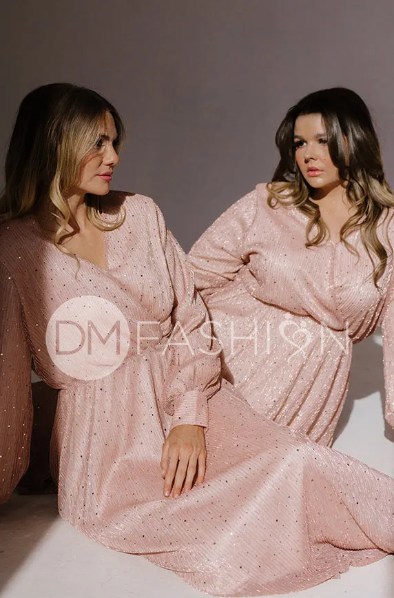 Jasmine Pink Champagne Sequin Gown - DM Exclusive - Nursing Friendly - Maternity Friendly