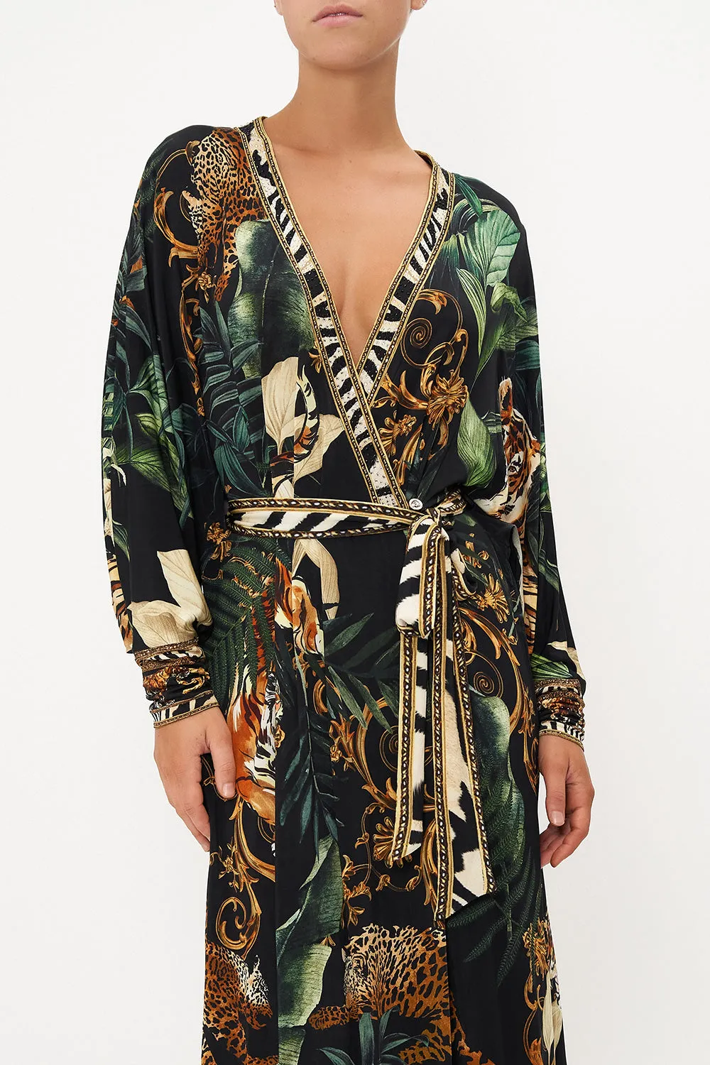 JERSEY WRAP DRESS WITH EXAGGERATED BLOUSON SLEEVE EASY TIGER