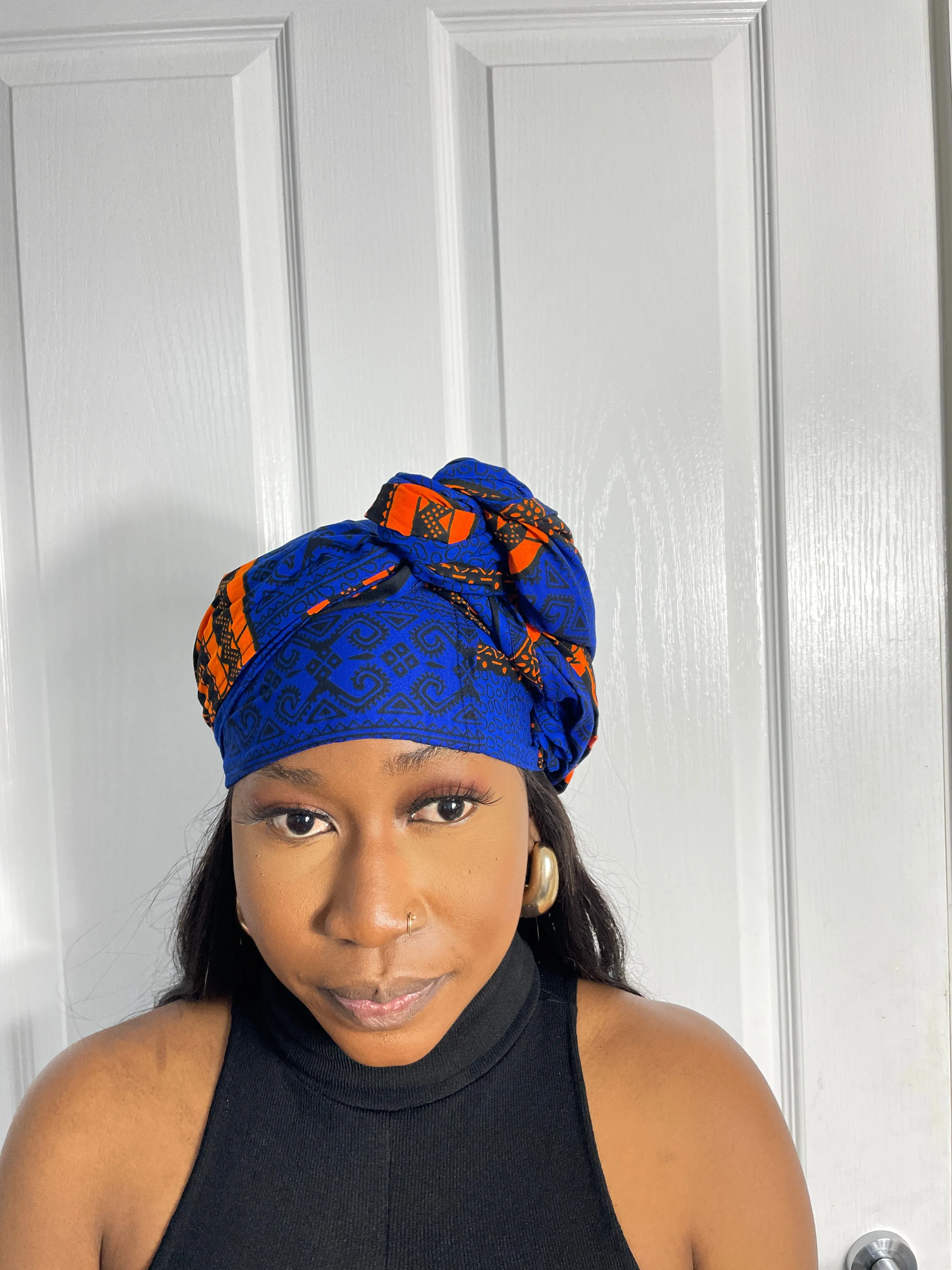 Jessi Blue and Orange Ankara Headwrap/Scarf