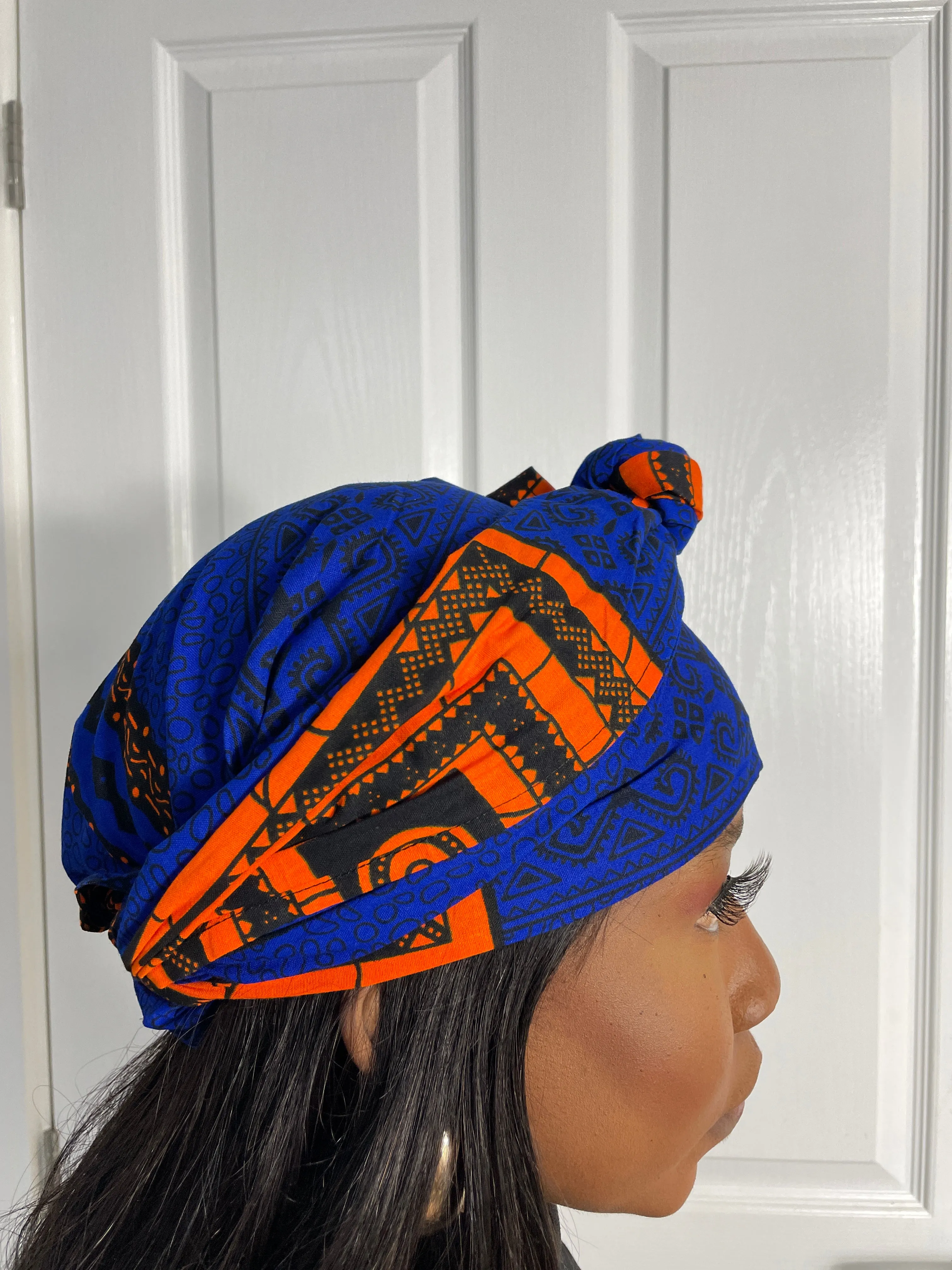 Jessi Blue and Orange Ankara Headwrap/Scarf