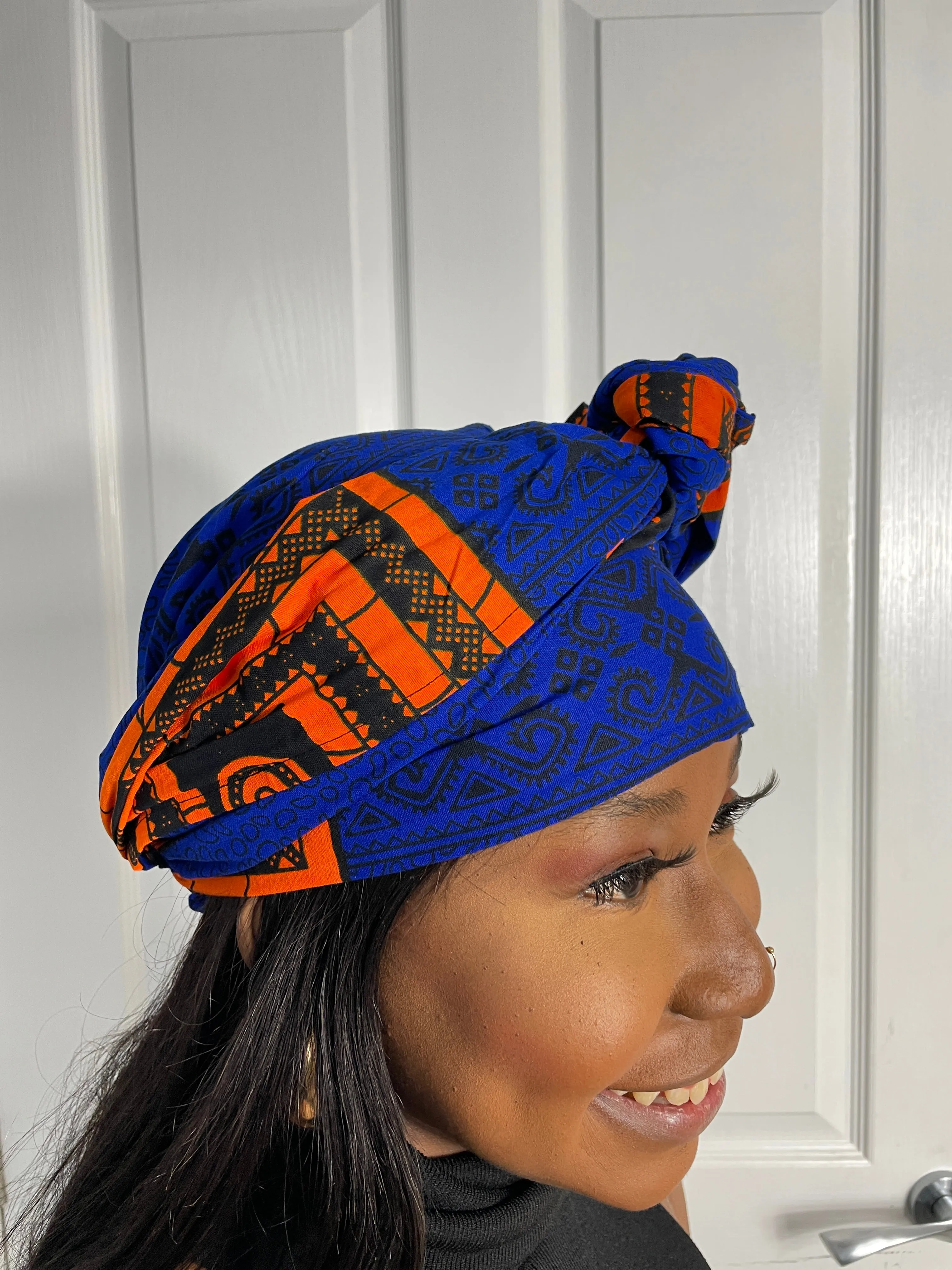 Jessi Blue and Orange Ankara Headwrap/Scarf