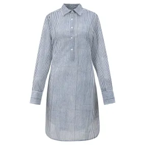 Katherine Shirt Dress in Navy Classic Stripe