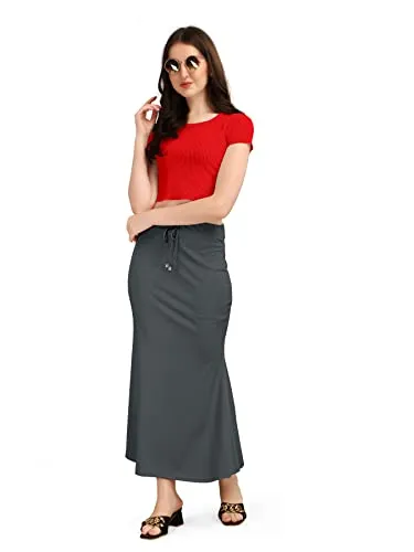 Kipzy Lycra Saree Shapewear Long Skirt WomenBeach Regular Office Party Grey S