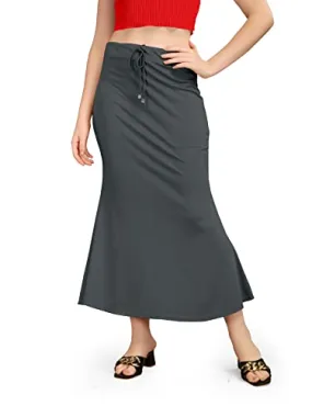 Kipzy Lycra Saree Shapewear Long Skirt WomenBeach Regular Office Party Grey S