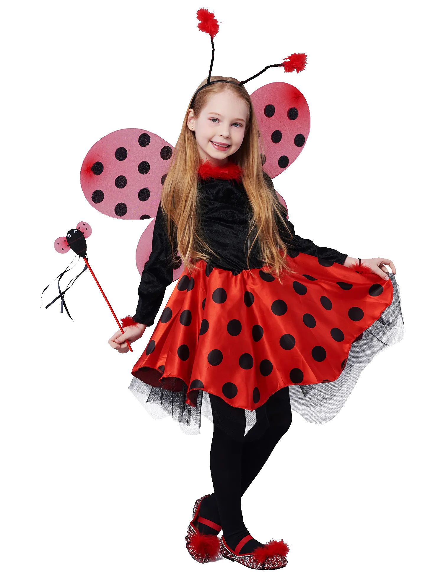 Ladybug Costume Ballerina Beetle Wings Fancy Dress up Outfit Ladybird Suit (10pcs Set)