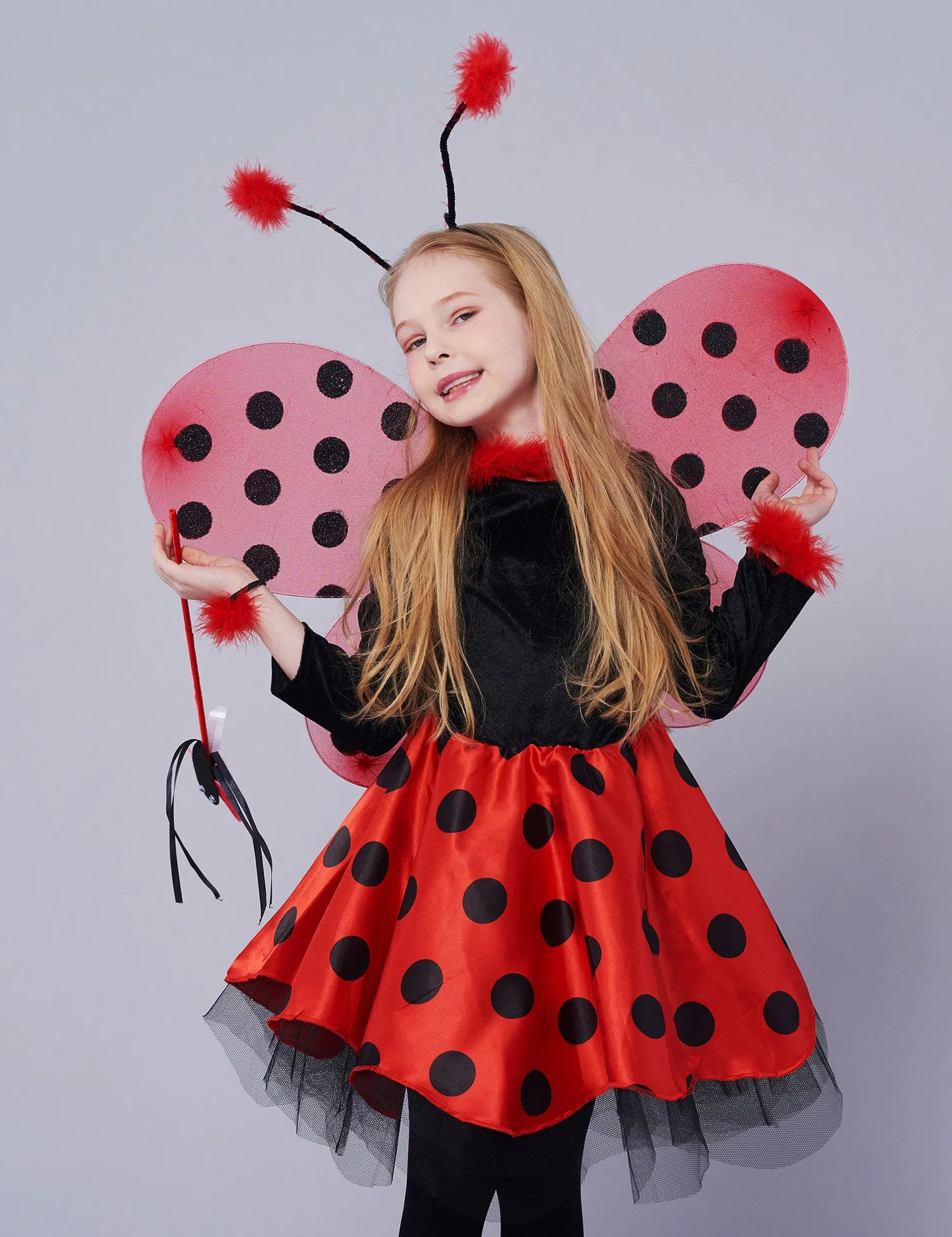 Ladybug Costume Ballerina Beetle Wings Fancy Dress up Outfit Ladybird Suit (10pcs Set)