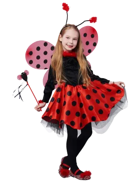 Ladybug Costume Ballerina Beetle Wings Fancy Dress up Outfit Ladybird Suit (10pcs Set)