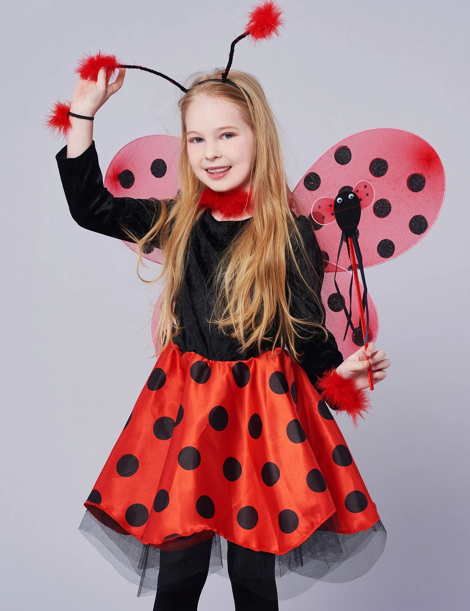 Ladybug Costume Ballerina Beetle Wings Fancy Dress up Outfit Ladybird Suit (10pcs Set)