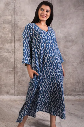 Lajita Cotton Caftan in Indigo