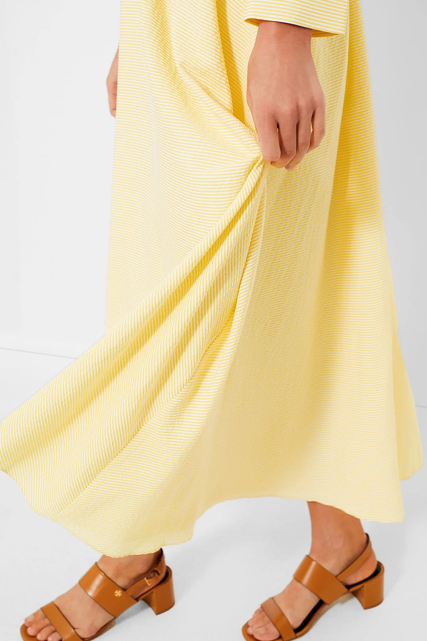 Lemon Seersucker Stripe Mila Dress