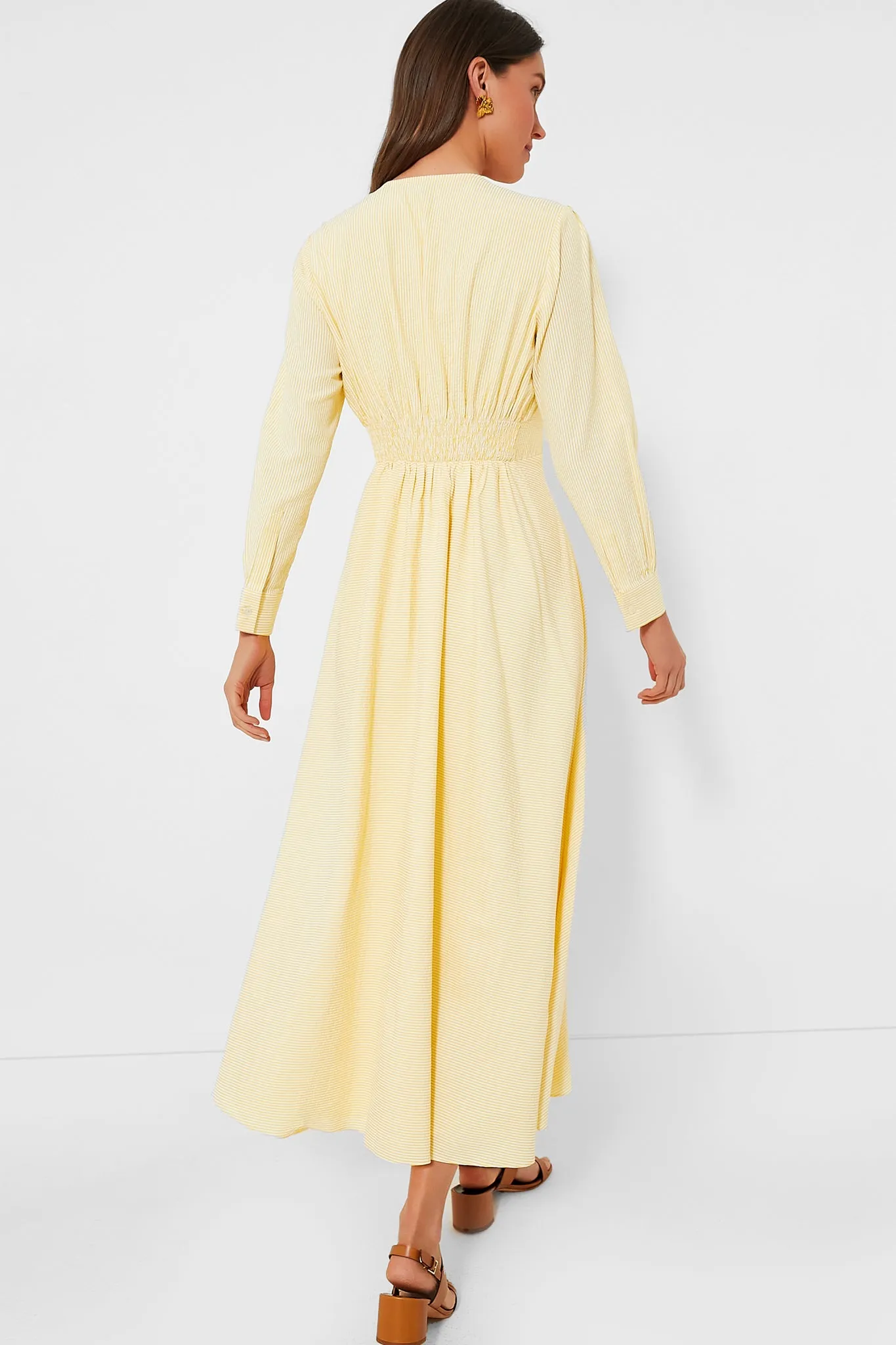 Lemon Seersucker Stripe Mila Dress