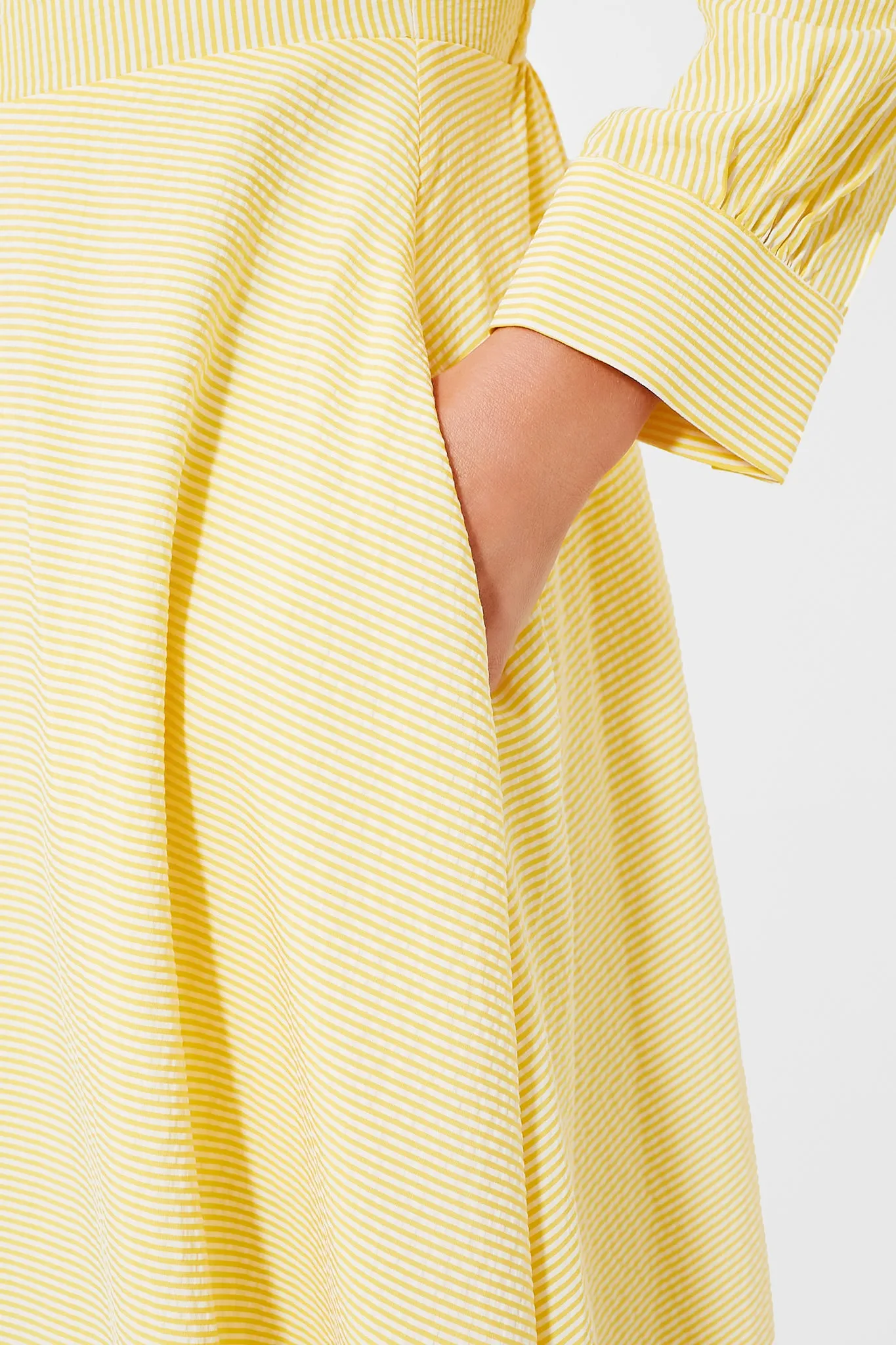 Lemon Seersucker Stripe Mila Dress