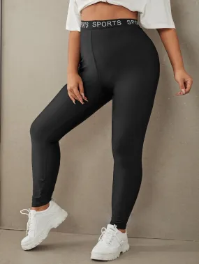 Letter Tape Long Plus Size Leggings