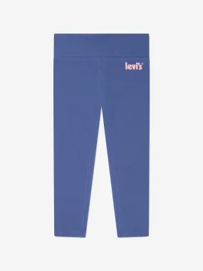 Levi's Wear Girls High Rise Logo Knit Leggings in Blue