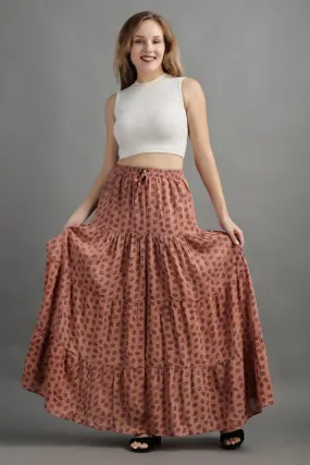 Light Brown Floral Printed Skirt