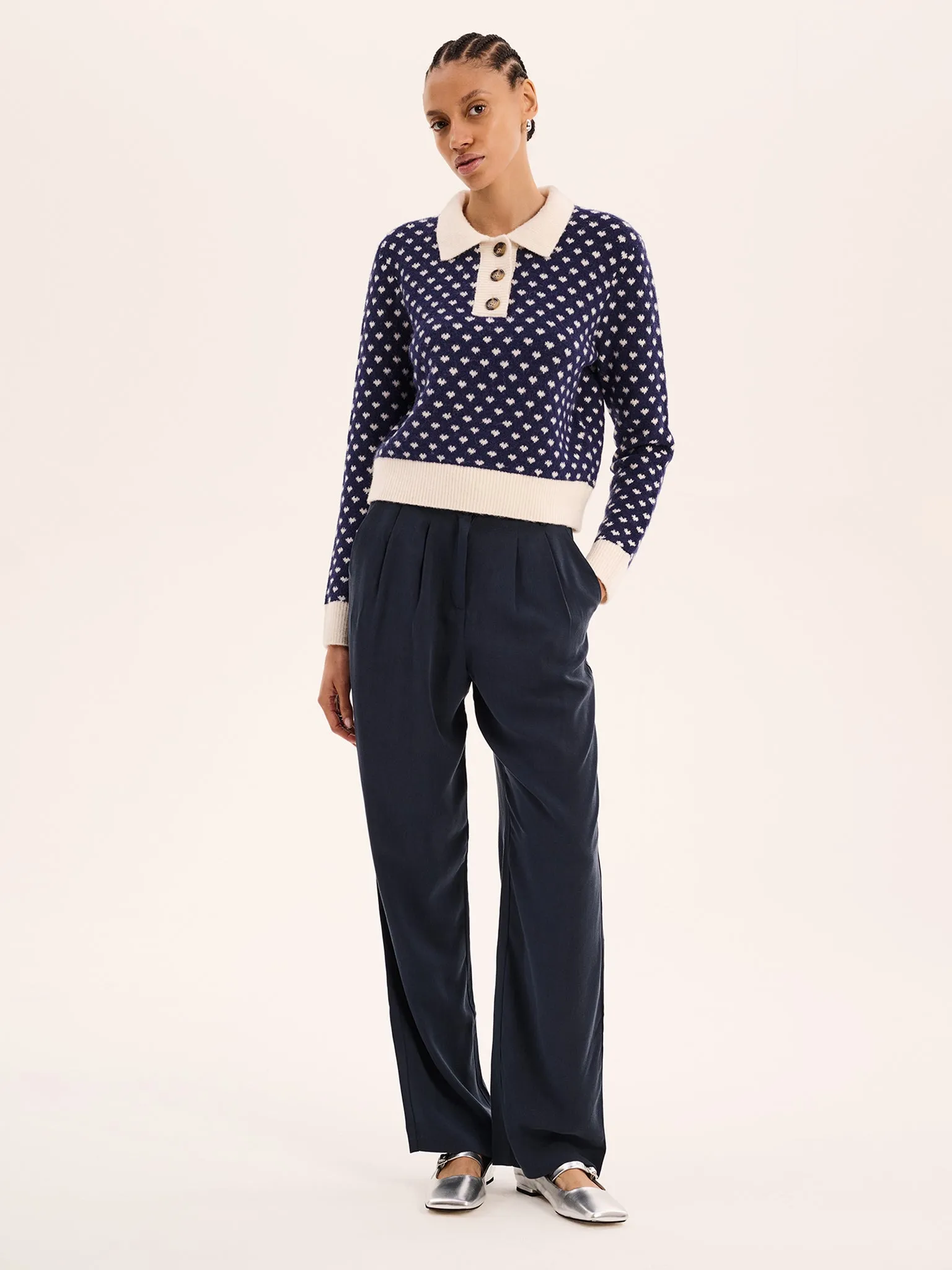 Loren Mini Heart Jumper in Navy