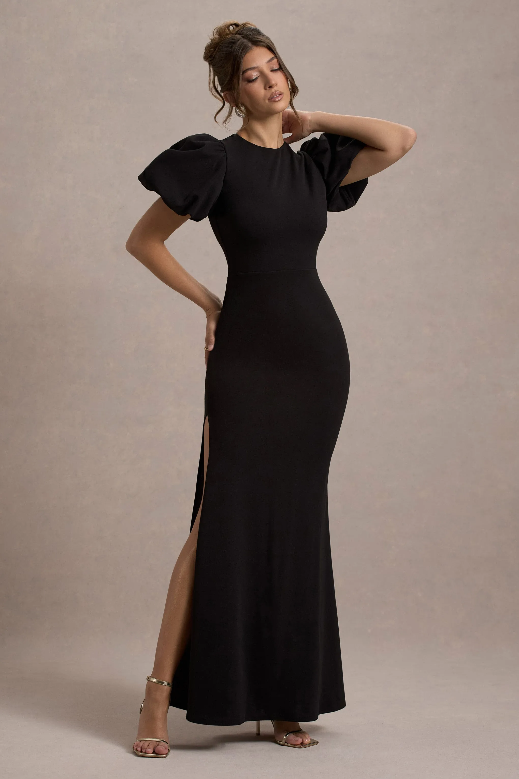 Love Letters | Black Puff-Sleeve Maxi Dress