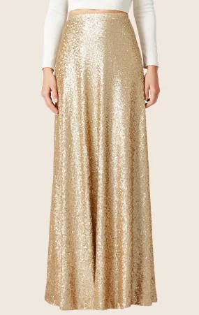 MACloth A Line Floor Length Sequin Skirt Maxi Skirt