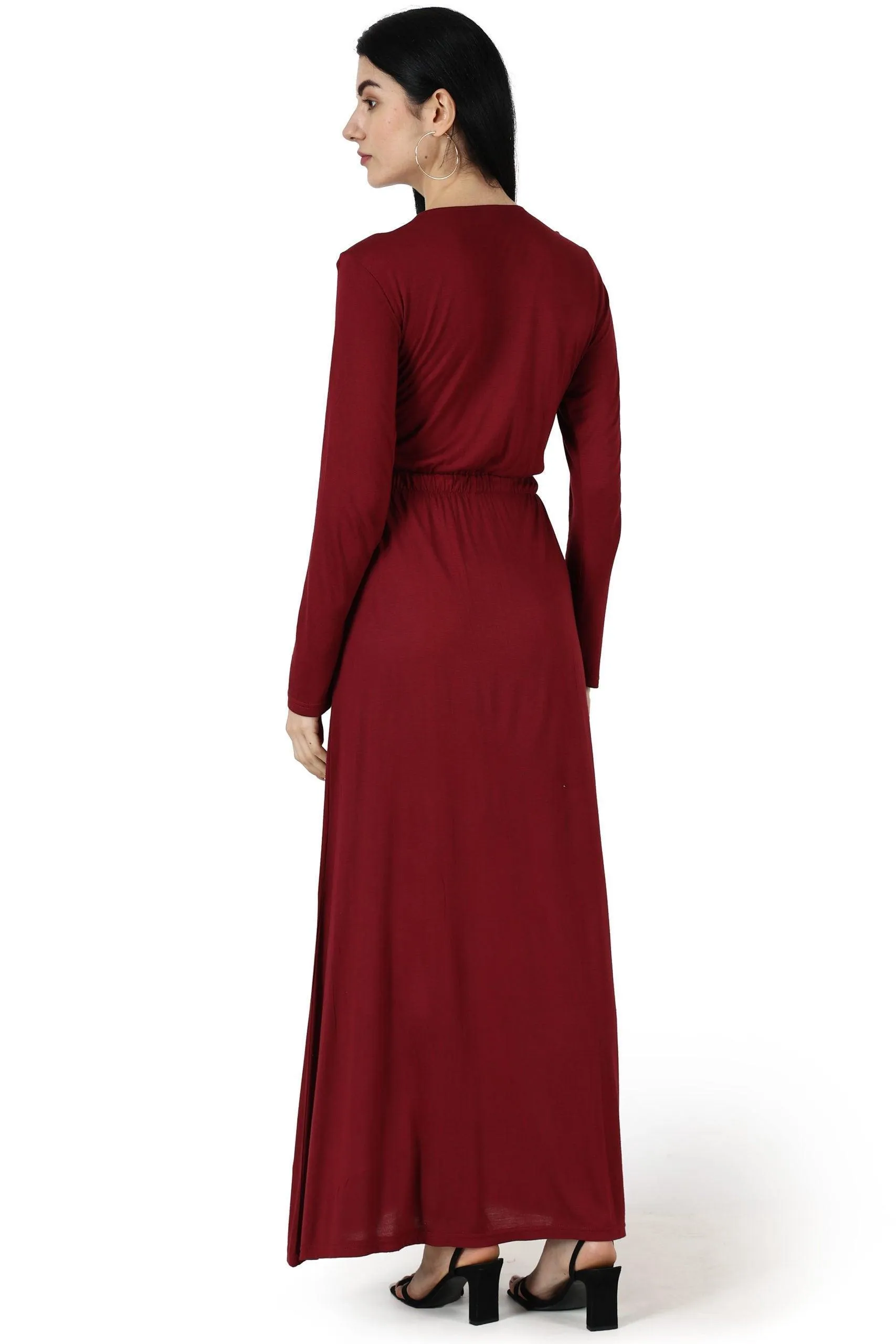 Maroon Solid Multiway Wear Maxi Dress