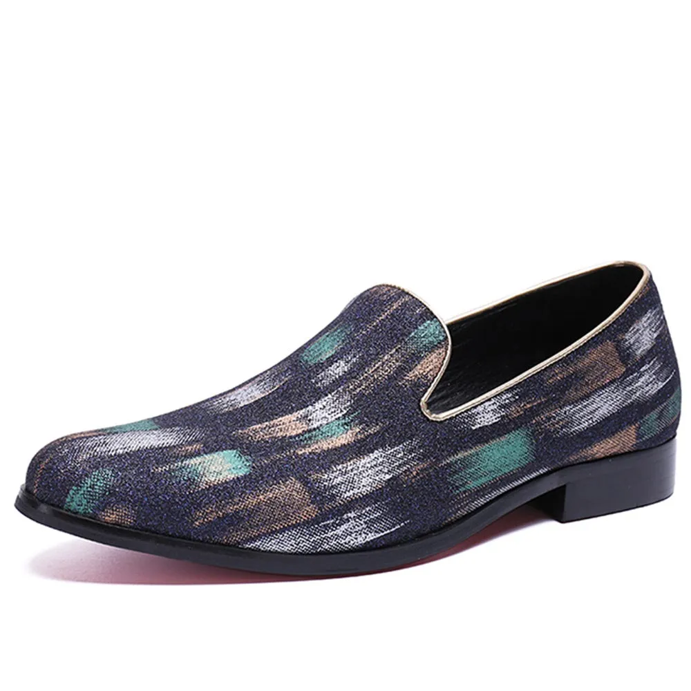 Men Printed Slip On Round Toe Loafer Shoes