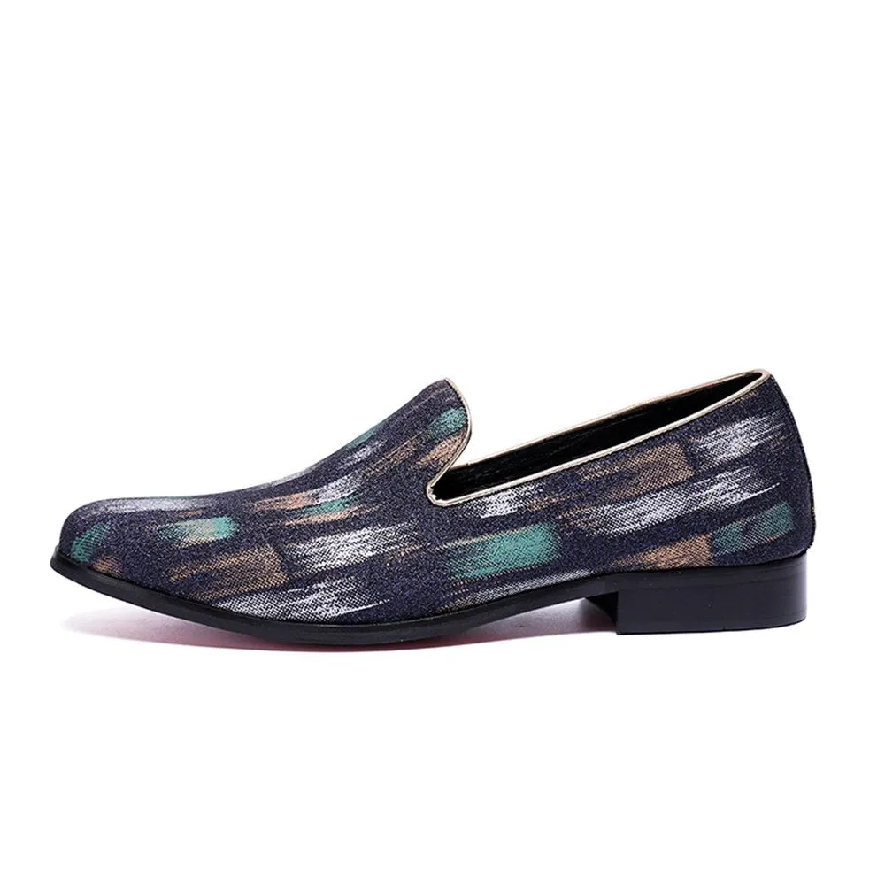 Men Printed Slip On Round Toe Loafer Shoes