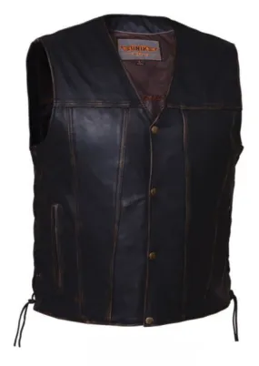 Men's COLORADO Brown Vest in Drum Dyed Naked Cowhide