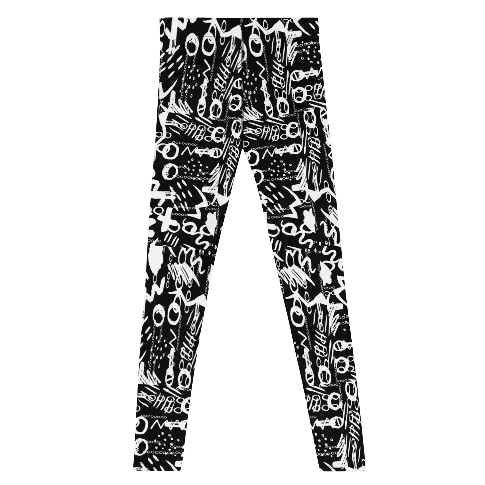 Men's Leggings, Black White Wrestling Tights, Gym Leggings, Gifts for Him, Yoga Leggings, Rave Pants, Festival Tights