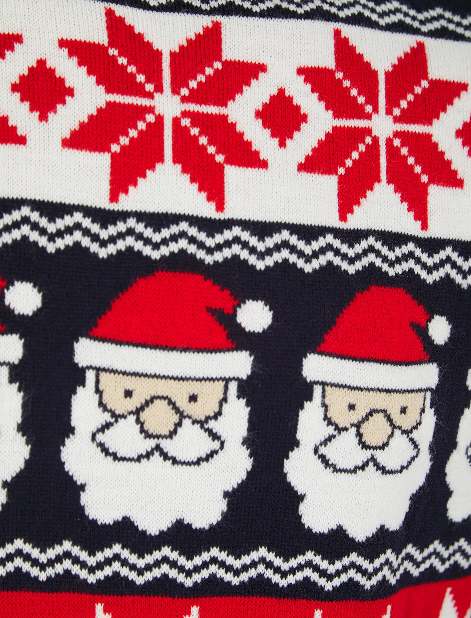 Men's Santahead Wallpaper Pattern Novelty Knitted Christmas Jumper in Tokyo Red - Merry Christmas