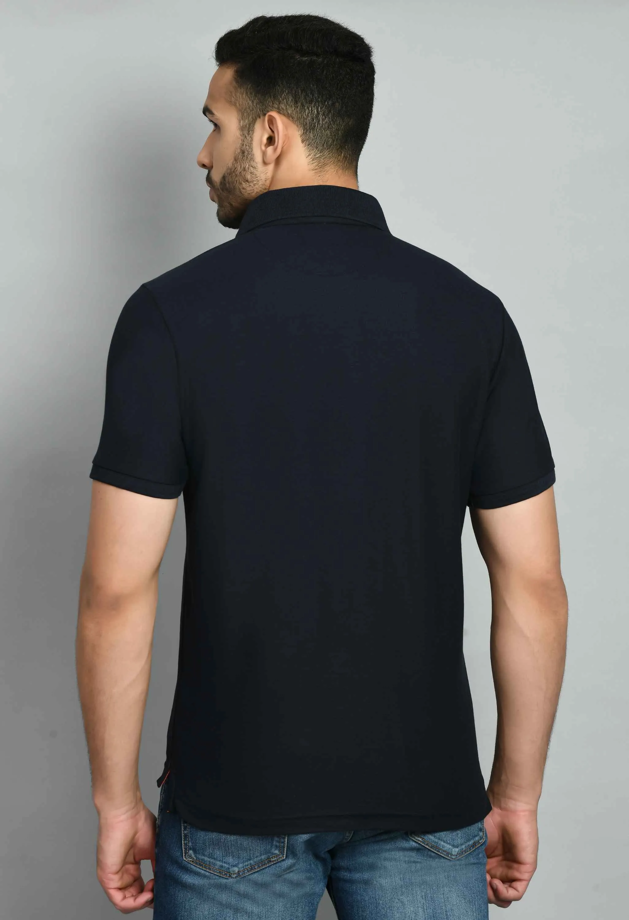 Men's Solid Black Smart Fit Polo T-Shirt