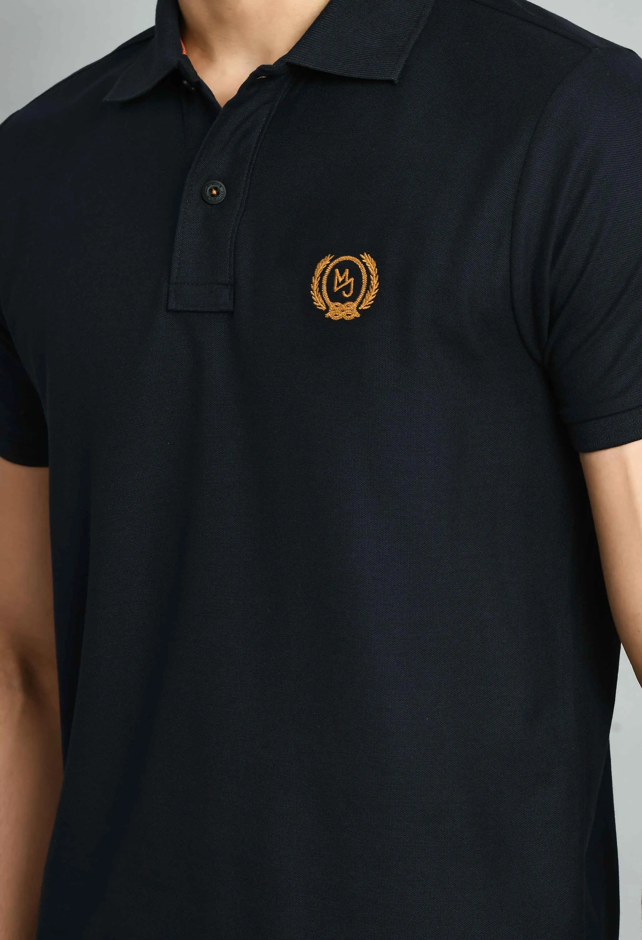 Men's Solid Black Smart Fit Polo T-Shirt