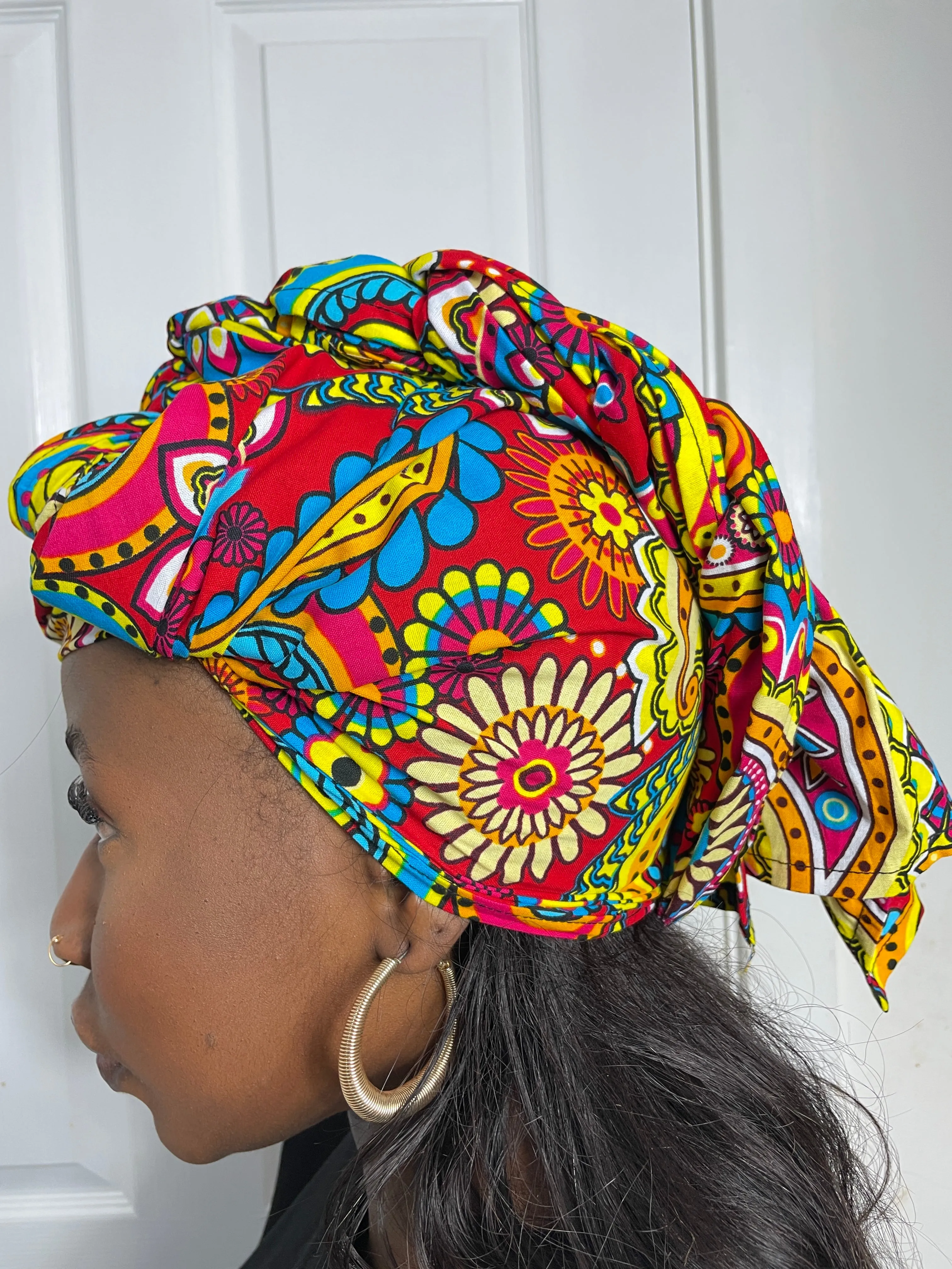 Micah Yellow and Blue Multicolored Ankara Headwrap/Scarf