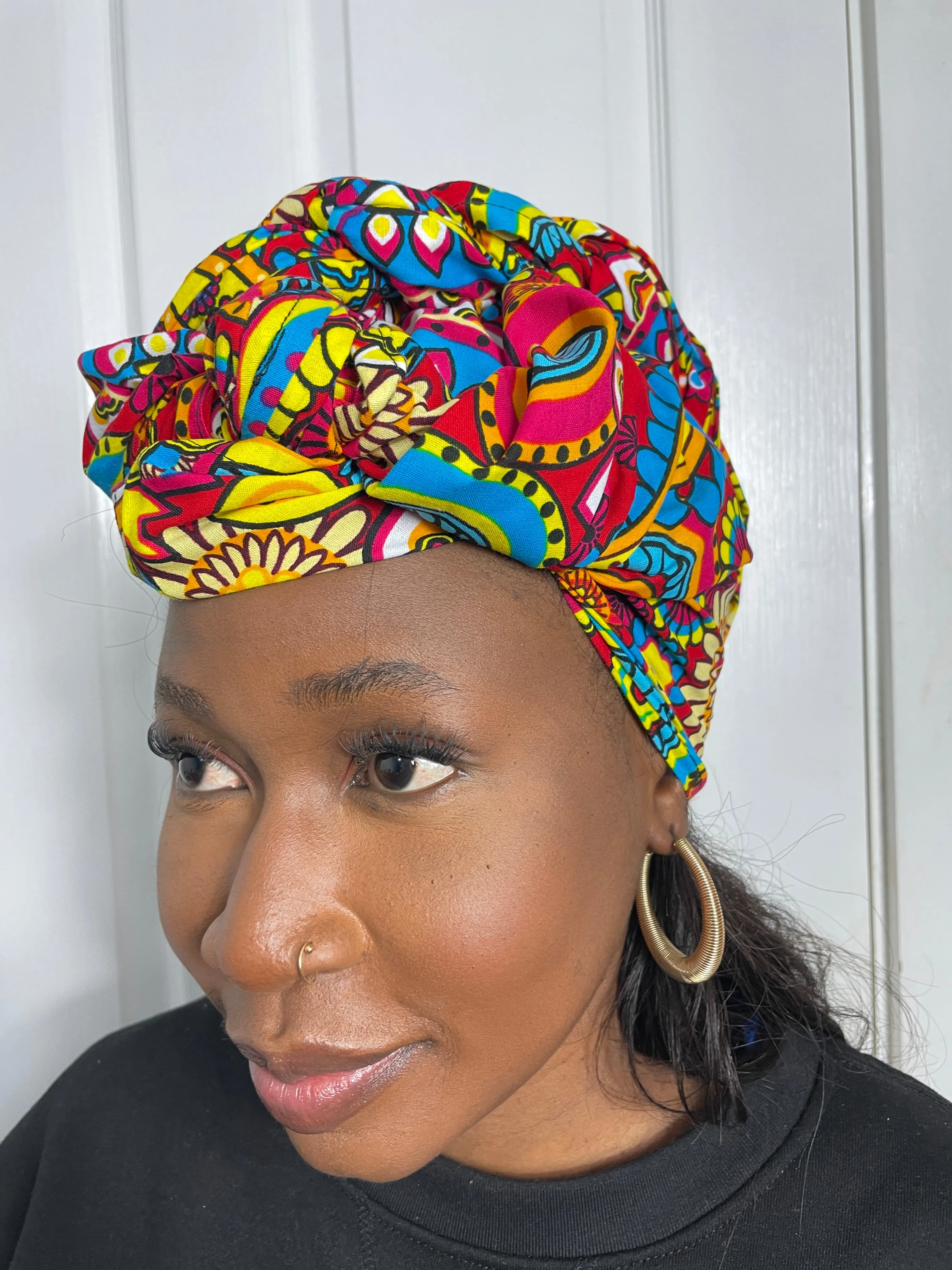 Micah Yellow and Blue Multicolored Ankara Headwrap/Scarf