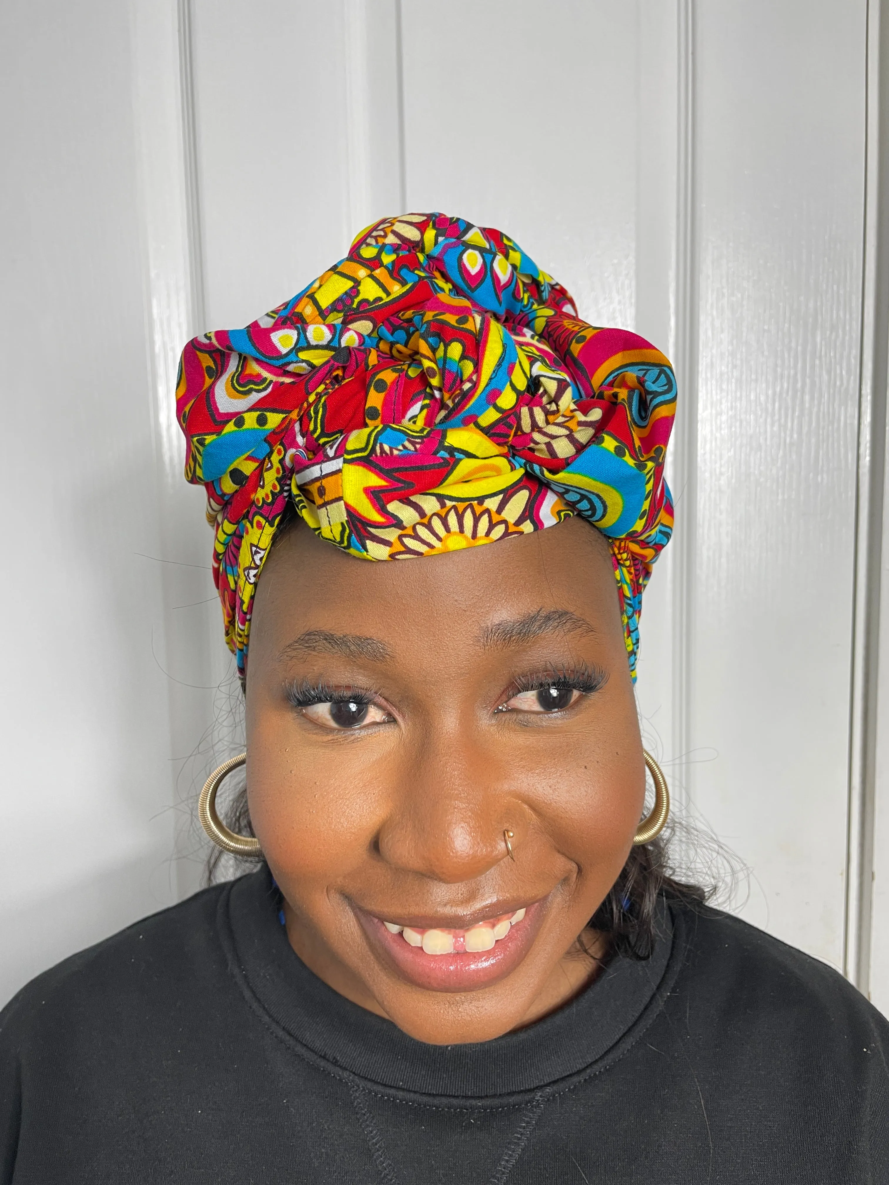 Micah Yellow and Blue Multicolored Ankara Headwrap/Scarf