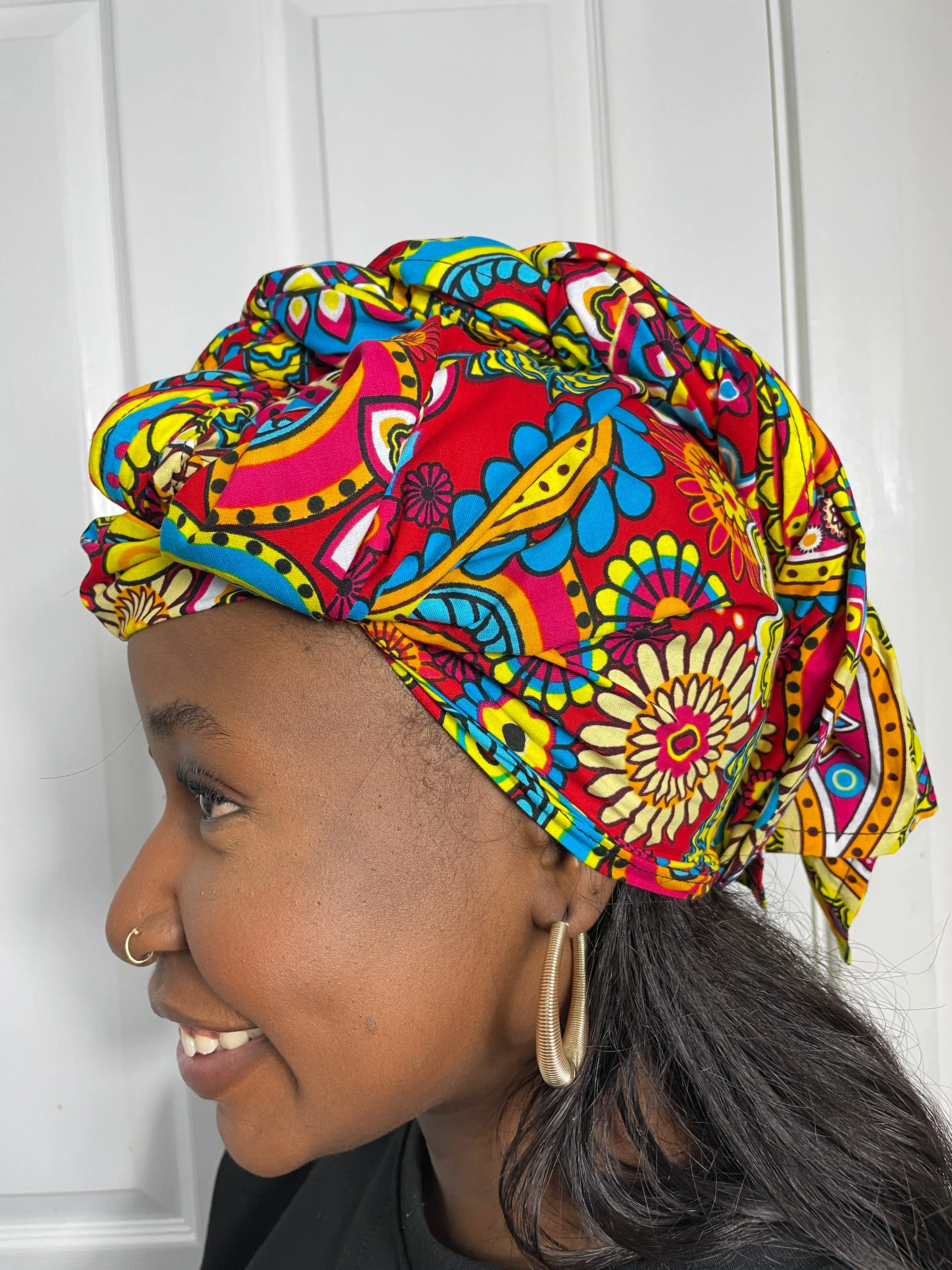 Micah Yellow and Blue Multicolored Ankara Headwrap/Scarf