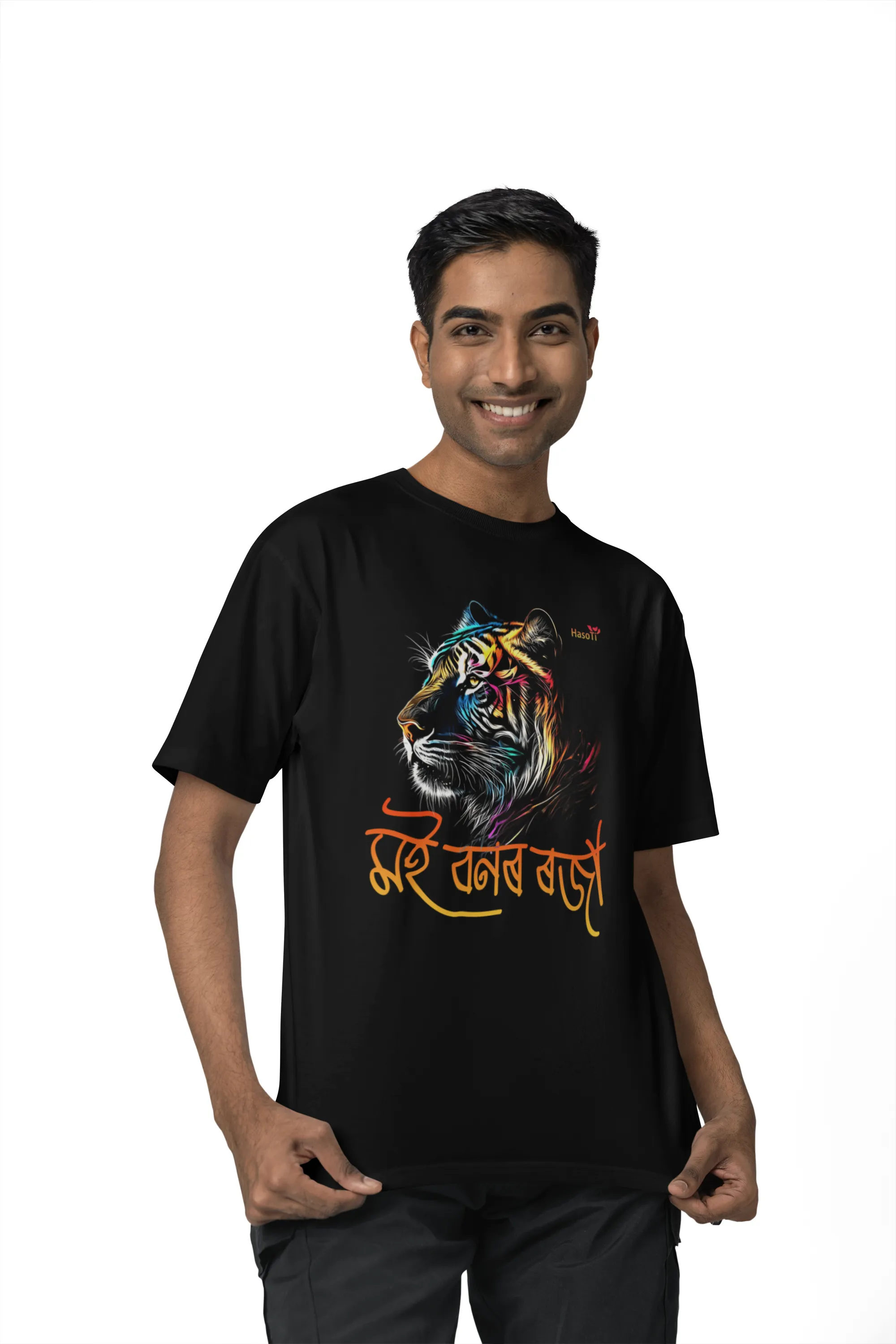 Moi Bonor Roja | Assamese graphic printed t shirt | Regular | Black | Men