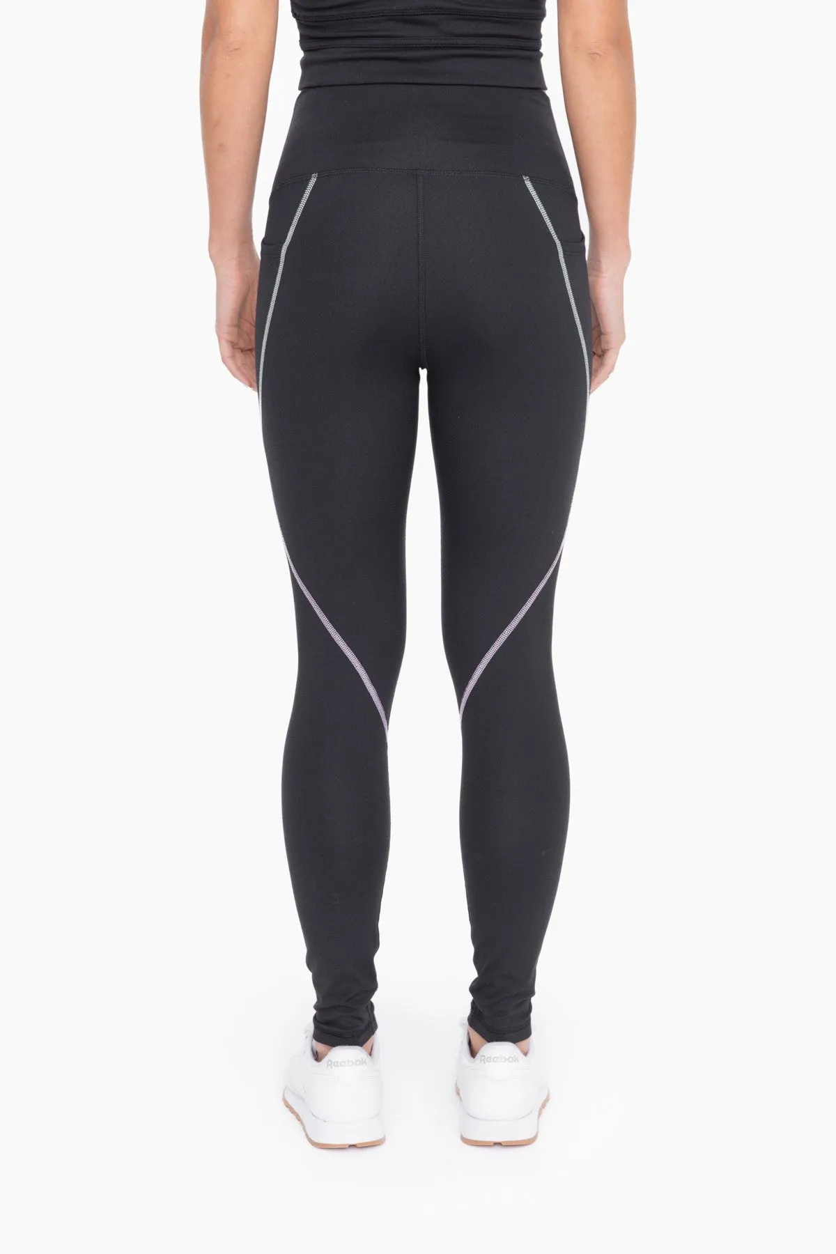 MONO B. Contrast Stitching Nylon Blend Leggings - Final Sale