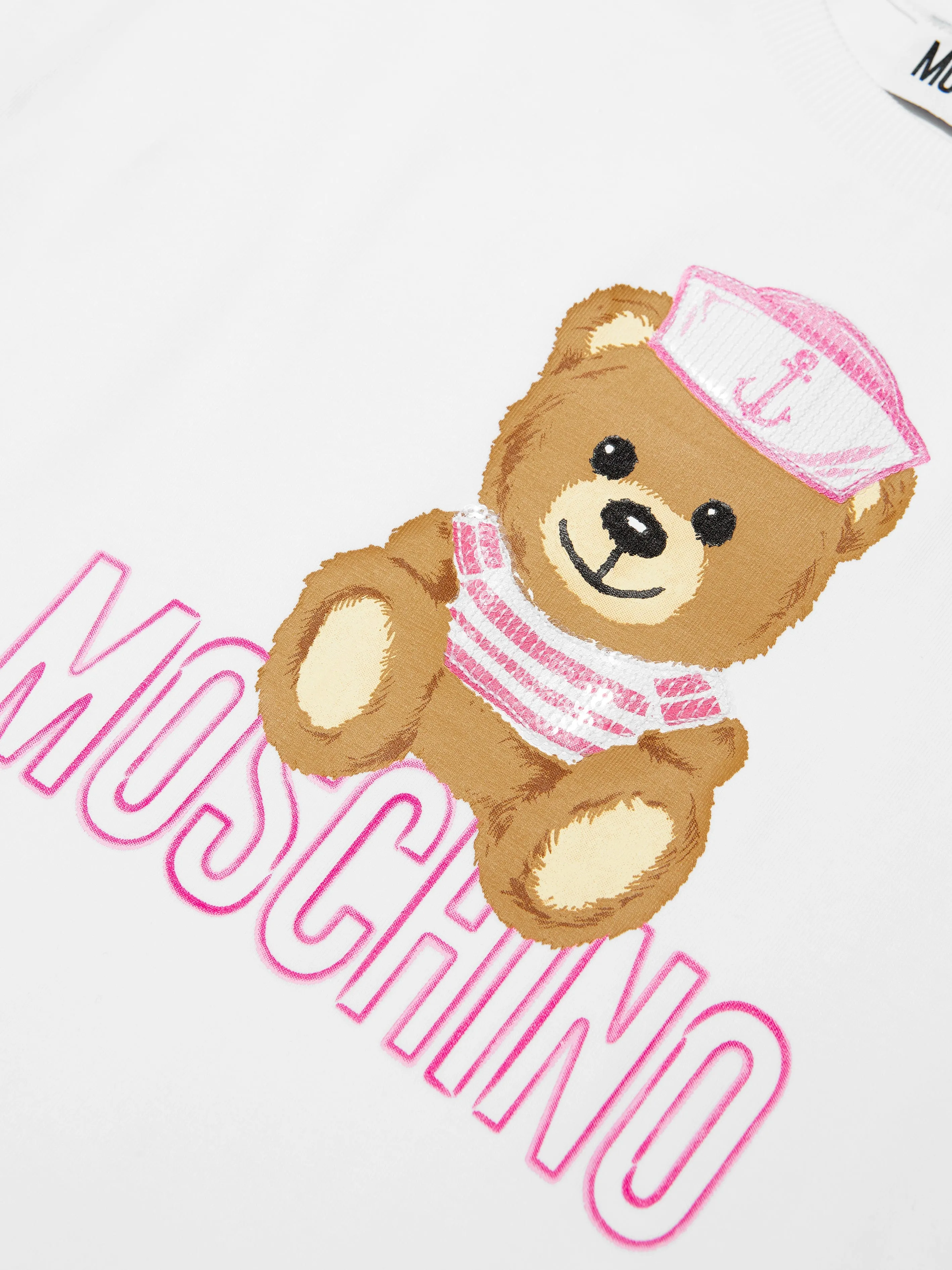 Moschino Girls Teddy Sailor Maxi T-Shirt in White