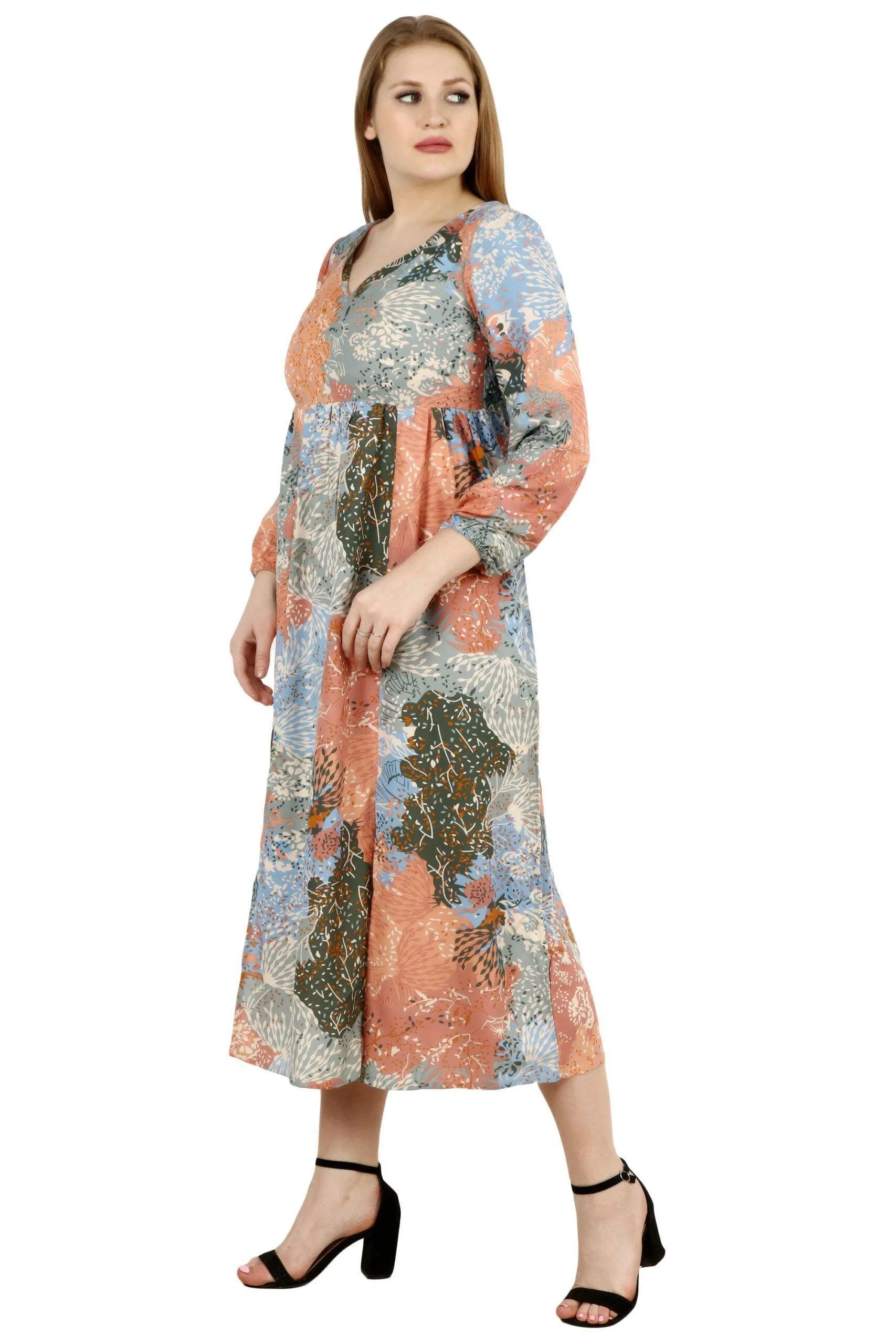 Multicolored Floral Printed Maxi Dress