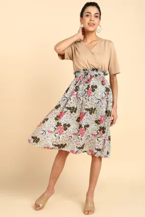 Multifloral Jersey Poplin Zipless Maternity Dress