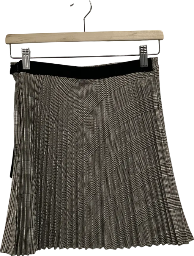 Next Beige Pleated Neutral Checked Kilt Skirt UK 6